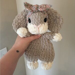 Handmade crochet bunny snuggler